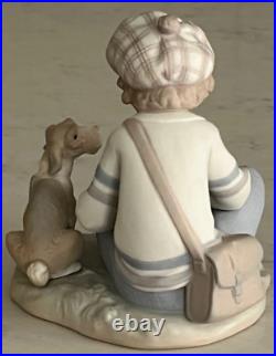 Lladro 5450 I Hope She Does Boy with flower petals & dog MATTE MWOB, RV$715