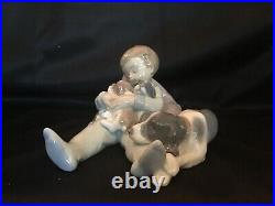 Lladro 5456 New Playmates Figurine Boy Puppies Dog