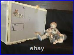 Lladro 5456 New Playmates Figurine Boy Puppies Dog