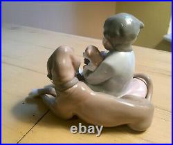 Lladro 5456 New Playmates Figurine Spain Boy Puppies Dog