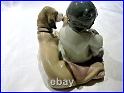 Lladro 5456 New Playmates Porcelain Boy With Dog And Puppies