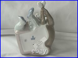 Lladro #5456'New Playmates' Young Boy with Dog Holding 4 Puppies Figurine MIB