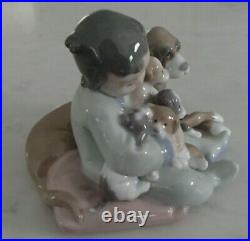 Lladro 5456 New Playmates baby boy with 4 puppies & Mamma dog MWOB, RV$295