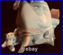 Lladro #5466 Chit Chat Girl Talking On Phone Dalmatian Dog