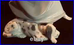 Lladro #5466 Chit Chat Girl Talking On Phone Dalmatian Dog