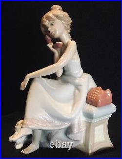 Lladro #5466 Chit Chat Girl Talking On Phone Dalmatian Dog