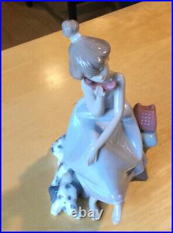 Lladro 5466 Chit-Chat Girl Talking On Phone with Dalmatian Dog Mint Condition