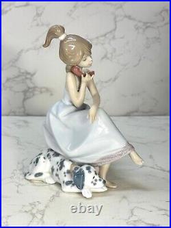 Lladro 5466 Chit-Chat Girl Talking On Phone with Dalmatian Dog No Box