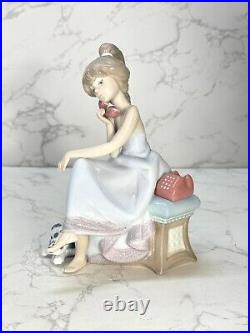 Lladro 5466 Chit-Chat Girl Talking On Phone with Dalmatian Dog No Box