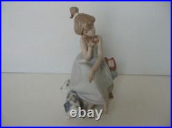 Lladro 5466 Chit Chat Girl on Phone with Dog Porcelain Figurine