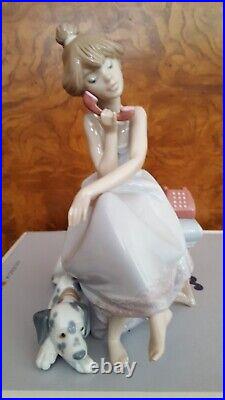 Lladro #5466 Chit Chat Porcelain Girl On Phone with Dalmatian Vintage 1988 NIB