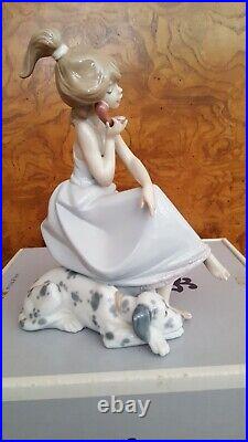 Lladro #5466 Chit Chat Porcelain Girl On Phone with Dalmatian Vintage 1988 NIB