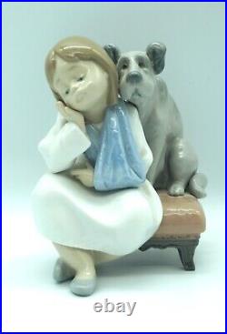 Lladro 5706 We Can't Play Girl Dog Injured Retired EUC