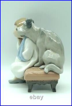 Lladro 5706 We Can't Play Girl Dog Injured Retired EUC