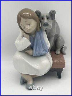 Lladro 5706 We Can't Play Girl Dog Injured Retired Out Of The Box