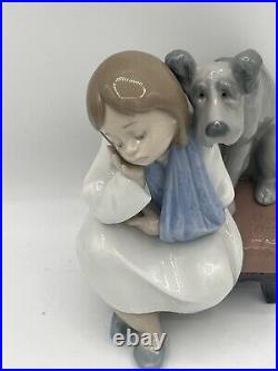 Lladro 5706 We Can't Play Girl Dog Injured Retired Out Of The Box