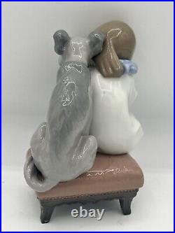 Lladro 5706 We Can't Play Girl Dog Injured Retired Out Of The Box