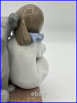 Lladro 5706 We Can't Play Girl Dog Injured Retired Out Of The Box