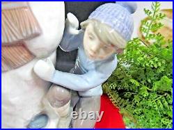 Lladro 5713 Children And Snowman Figurine 1989 retired cute dog large