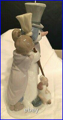 Lladro #5713 The Snow Man (with girl, boy and dog)