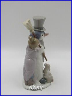 Lladro 5713 The Snowman Girl, Boy and Dog Christmas Porcelain Figurine