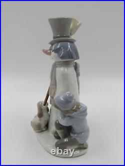 Lladro 5713 The Snowman Girl, Boy and Dog Christmas Porcelain Figurine