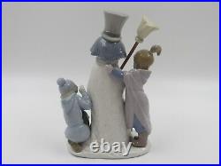 Lladro 5713 The Snowman Girl, Boy and Dog Christmas Porcelain Figurine