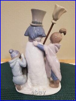 Lladro 5713 The Snowman Girl, Boy and Dog Christmas Porcelain Figurine RETIRED