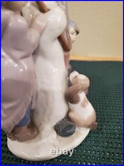 Lladro 5713 The Snowman Girl, Boy and Dog Christmas Porcelain Figurine RETIRED