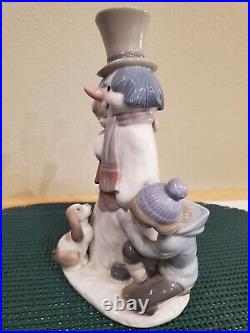 Lladro 5713 The Snowman Girl, Boy and Dog Christmas Porcelain Figurine RETIRED