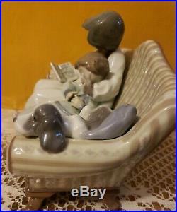 Lladro #5735 Girls with Dog on Couch Porcelain Figurine