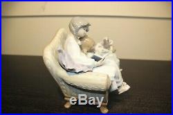 Lladro #5735 Girls with Dog on Couch Porcelain Figurine, MINT Condition