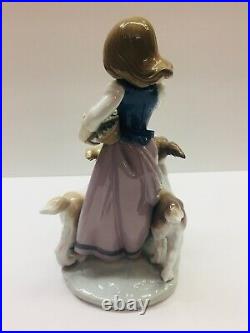 Lladro #5761 Out For A Romp Girl With Dogs Retired Mint