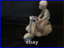 Lladro #5794 Precious Cargo Boy Motorbike Puppies