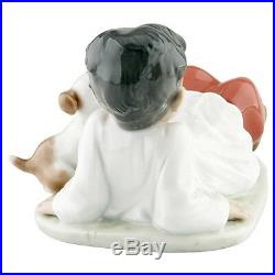 Lladro #5988 Taking Time Boy Leaning Back with Dog Great Condition Retired