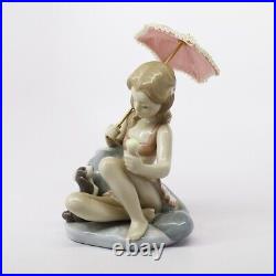 Lladro 6012 Monday's Child Porcelain Figurine Girl with Dog & Parasol