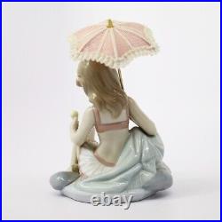 Lladro 6012 Monday's Child Porcelain Figurine Girl with Dog & Parasol