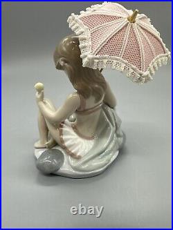 Lladro 6012 Monday's Child Porcelain Figurine Girl with Dog & Parasol