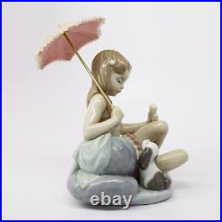 Lladro 6012 Monday's Child Porcelain Figurine Girl with Dog & Parasol