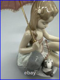 Lladro 6012 Monday's Child Porcelain Figurine Girl with Dog & Parasol