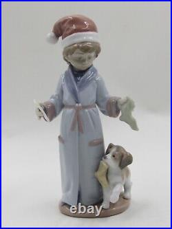 Lladro 6166 Dear Santa Boy with Dog Porcelain Figurine in Box