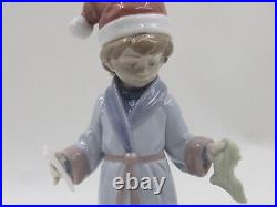 Lladro 6166 Dear Santa Boy with Dog Porcelain Figurine in Box