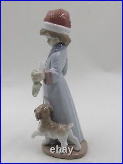 Lladro 6166 Dear Santa Boy with Dog Porcelain Figurine in Box