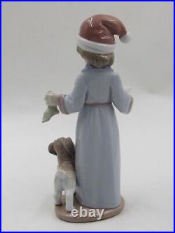 Lladro 6166 Dear Santa Boy with Dog Porcelain Figurine in Box