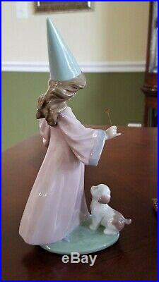 Lladro 6170 Under My Spell Fairy Girl using Wand on Puppy Dog