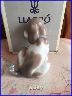 Lladro 6210 Gentle Surprise Dog with Butterfly on Tail Mint! Original Grey Box