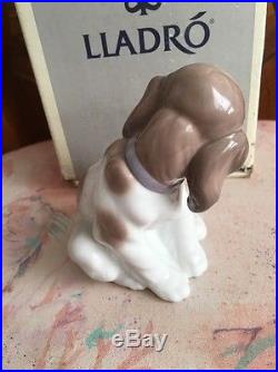 Lladro 6210 Gentle Surprise Dog with Butterfly on Tail Mint! Original Grey Box