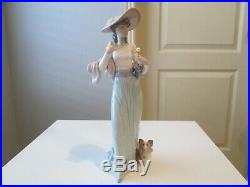 Lladro #6246 Sunday's Best Lady with Dog, Umbrella and Flowers MINT CONDITION