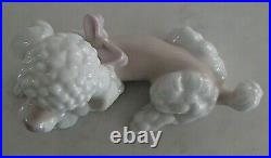 Lladro 6337 Poodle puppy dog w pink purple bow lying down MWOB, RV$340