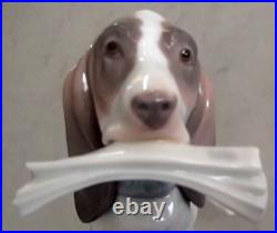 Lladro 6398 Morning Delivery Basset Hound puppy dog w newspaper MIB, RV$250